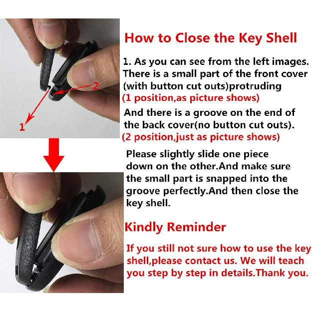 2 Pack Key Fob Shell Case Fit for Honda Accord Civic EX Pilot Keyless Entry Remote Key Housing Replacement with Free Screwdriver Casing Only (1 Black