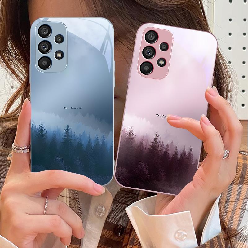 Misty Forest Black Für Samsung Galaxy S10 4G S20 11E 30 S21 21Fe 22 S24 Pro S23 Ultra 5G S8 S9 Gehärtetes Glas Handyhülle