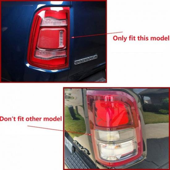 For 2019-2024 Dodge RAM 1500 Carbon Fiber Rear Taillight Lamp Cover Trim Bezels