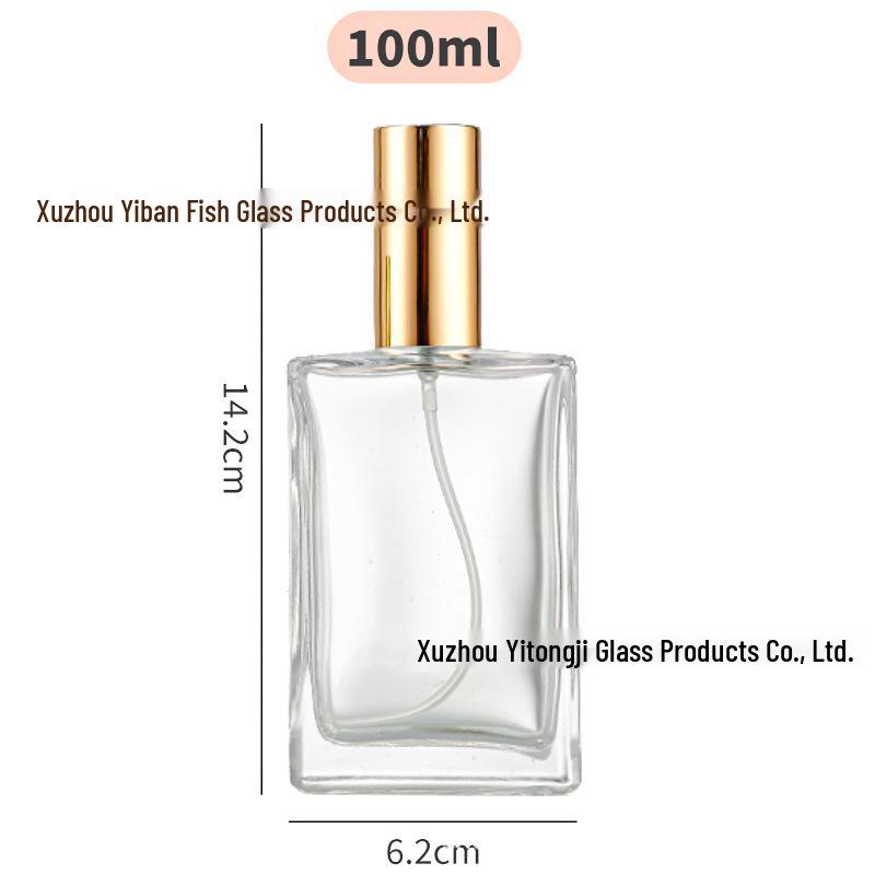 Transparent Glass Perfume Bottle Set: 30ml & 50ml Flat Square Spray Bottles