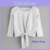 Timeless Design Cotton And Polyester Womens Lace Stitching Round Neck Top