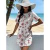 Plus Size - Plus-Size Sweet Smiling Print Loose Long T-Shirt Nightdress