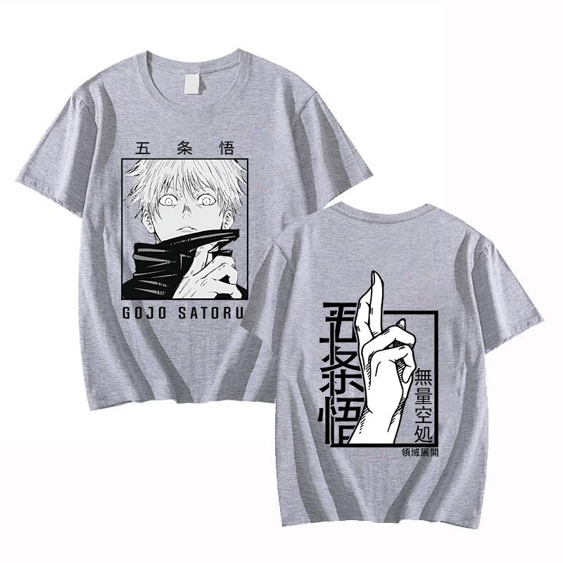 Hot Anime Gojo Satoru Printed Loose T-shirt Women Men Fashion Harajuku Casual Cool Cartoon Streetwear Tops