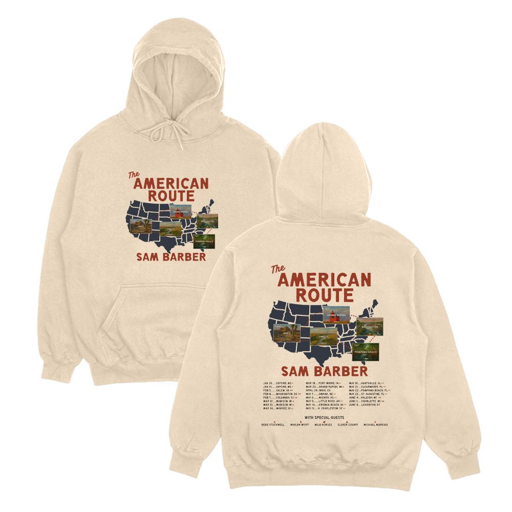

Худи Sam Barber American Route Tour 2026 Музыка С длинным рукавом Пуловер Осенне-зимняя мода Повседневная одежда Женская Мужская Толстовка XXXL хаки