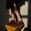 Boxschuhe aus Leder mit Innensohle zur Höhenerhöhung, Damen, runde Spitze, Schnürung, Plateau, Ballett-Sportschuhe, lässige Plateau-Mary-Jane-Schuhe
