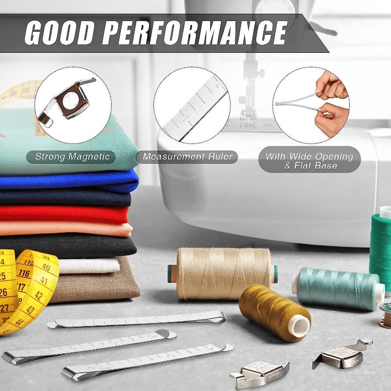 7Pcs Magnetic Seam Guide Sewing Machine Guide Magnets Stainless Steel Hemming Clips Measurement Sewing Ruler Quilting