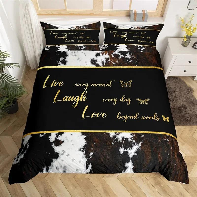 Farm Animal Duvet Cover King Microfiber Cow Fur Print Comforter Cover Patchwork Western Cowhide Bedding Set For Kids Boys Girls