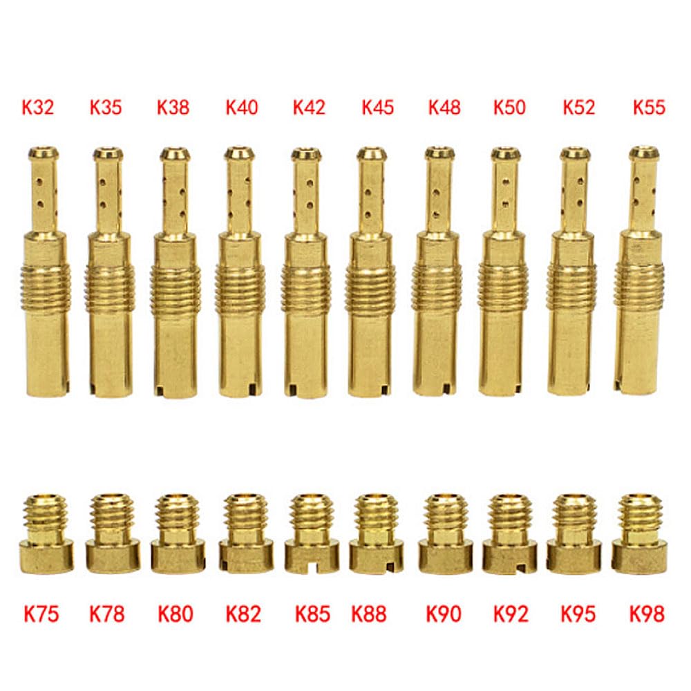 Set of 20 Main Jets and Pilot Jets for Motorcycle Carburetor Settings (#75-#98) (#32-#55)