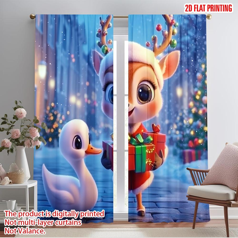 

2 шт., шторы с 2D-печатью, милый олень, рождественский подарок (3) Полиэстер Легкая установка (без удилища) Все сезоны Идеально для 52.50×116.00 CM 2pcs