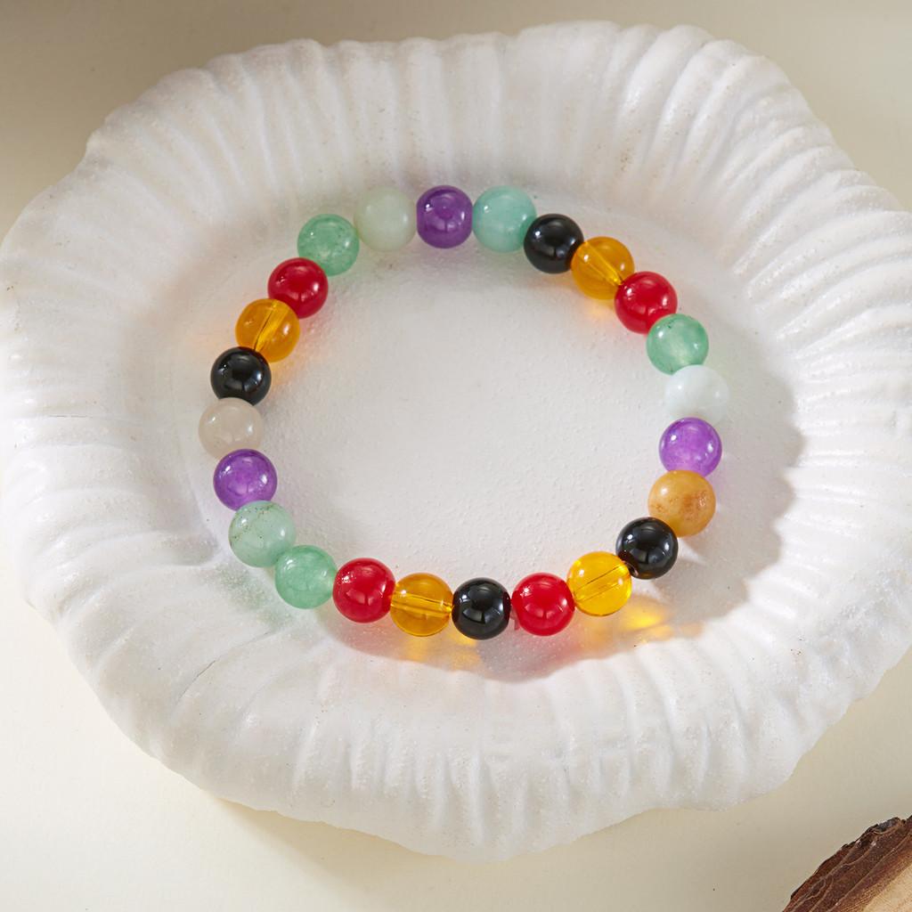 Geometric Stone Womens Bracelet Handmade Elastic Cord Minimalist Jewelry For Casual Wear