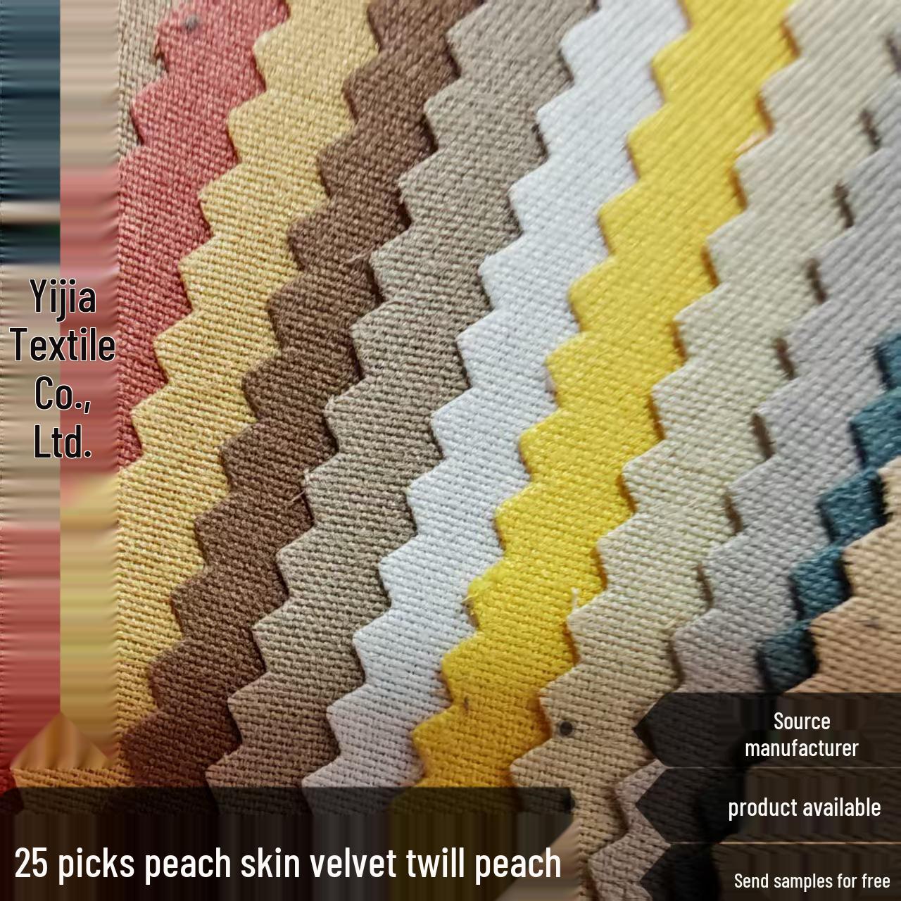 

Soft Peach Skin Velvet Twill Polyester Fabric, 118g, High Density Brushed with Printed Pocket Design
