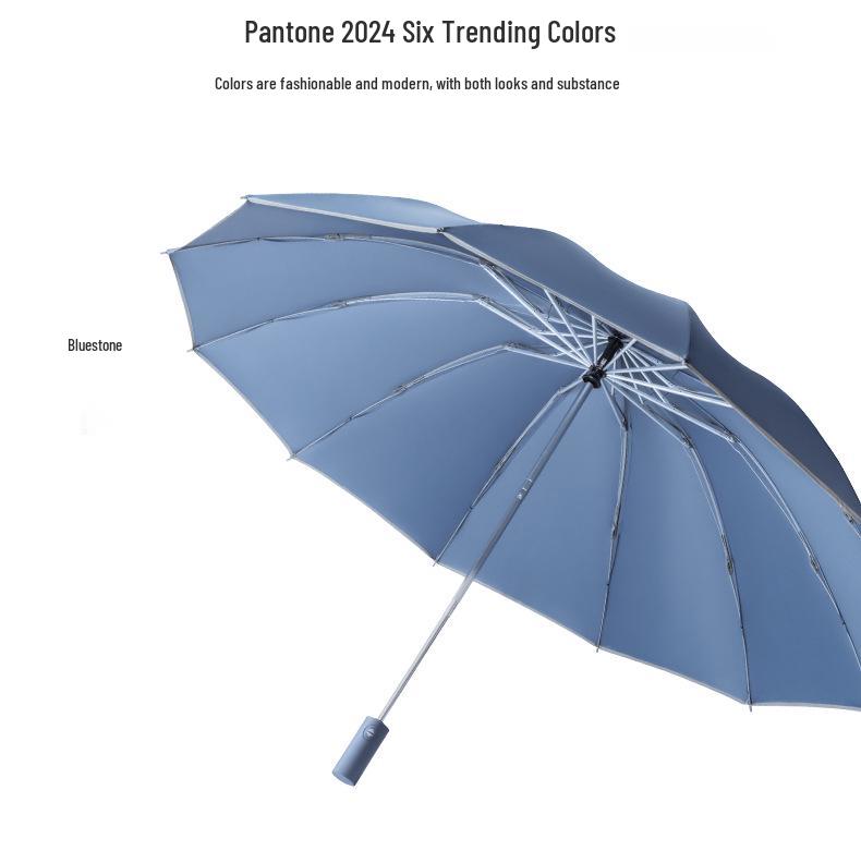 Baodini Windproof Extra Large Reverse Umbrella with Reflective Trim for Three People
