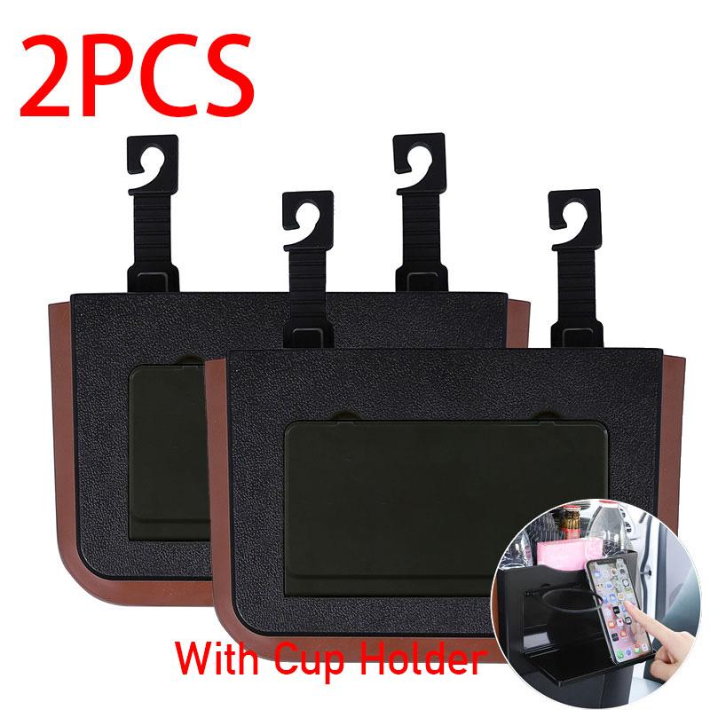 Foldable Hanging Car Trash Seat Back Can Litter Garbage Bin Double Layer Waterproof Storage Box for Cup Umbrella Auto Organizer