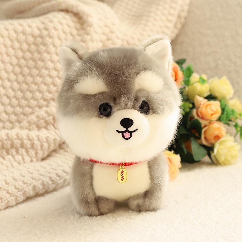 Adorable Lifelike Husky Corgi Yorkshire Plush Toys - Realistic Stuffed Puppy Doll Gift for Kids Christmas