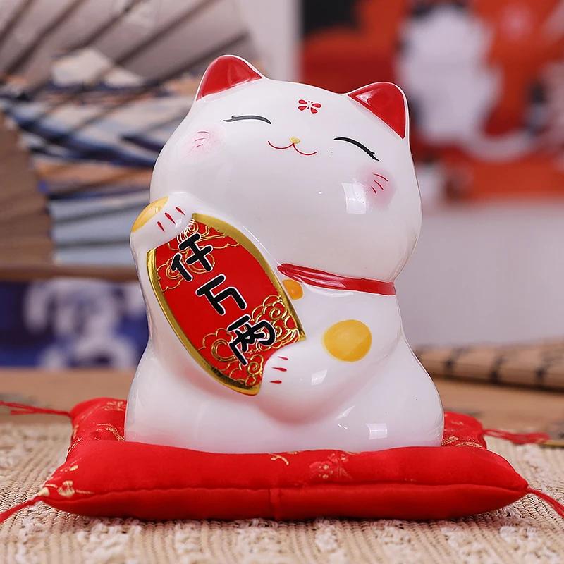 4,5 Inch Keramische Maneki Neko Gelukskat Spaarpot Muntpot Huisdecoratie Ornament FENG SHUI Beeldje