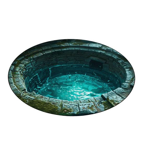 Round 3D Hole Rug Realistic Optical Illusion Floor Mat Machine Washable Non-Slip Bedroom Area Rug for Entrance Living Room