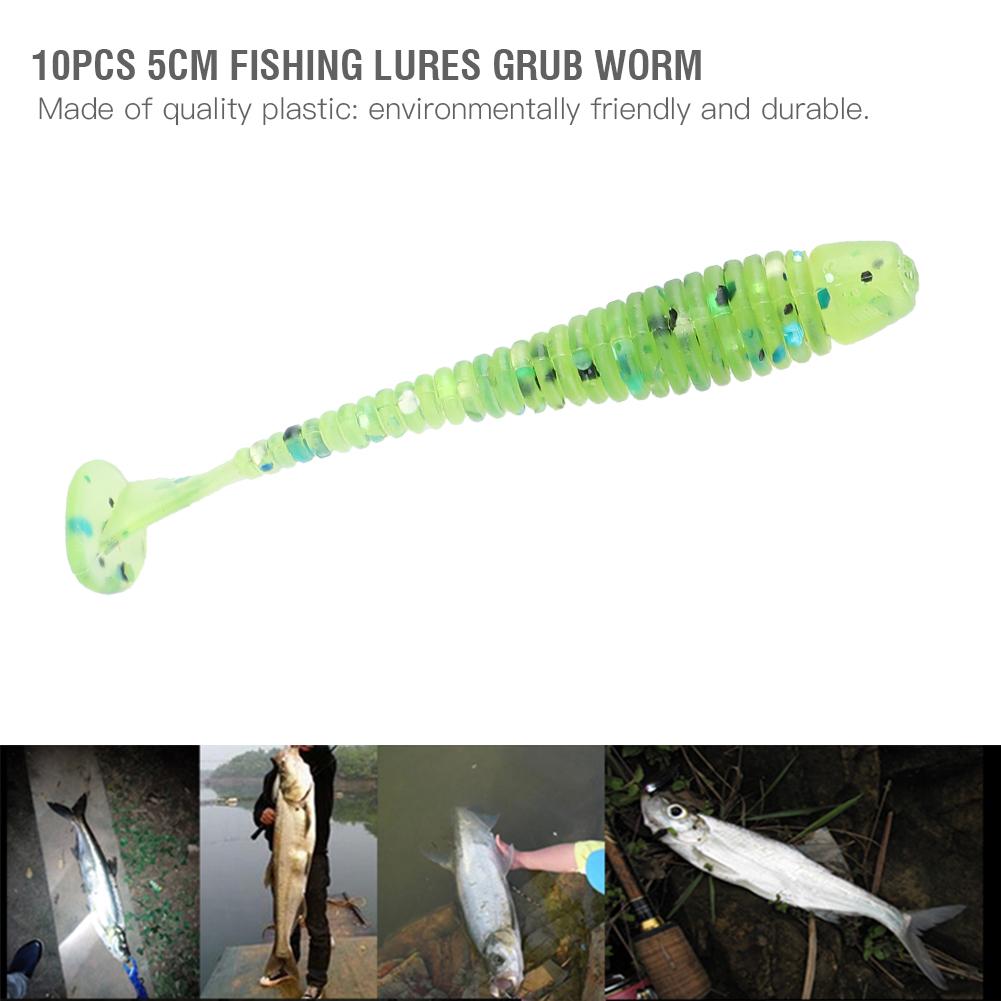 10PCS 5cm Soft Plastic Artificial Fish Lures Grub Worm Baits Fish Tackle Accessory F
