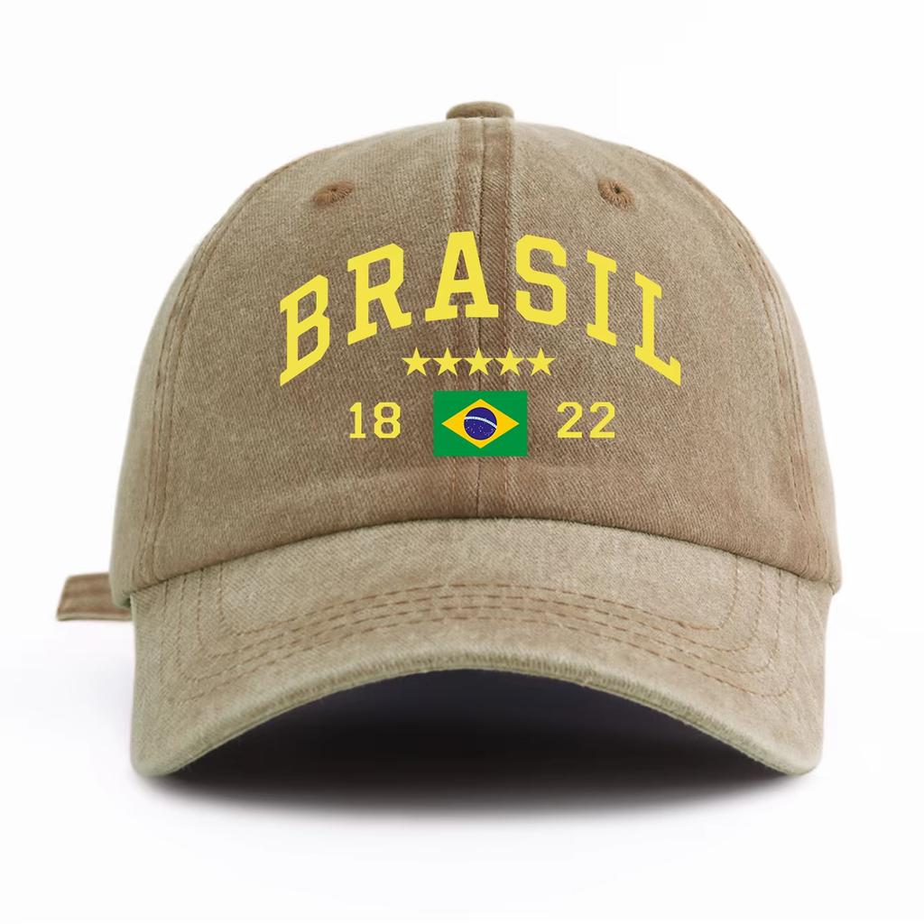 Nuovo Berretto da Baseball Stampato in Stile Brasiliano per Adulti, Lavato ad Acqua, con uno Stile Semplice e Retrò, un Cappello da Papà Casual Morbido Regolabile