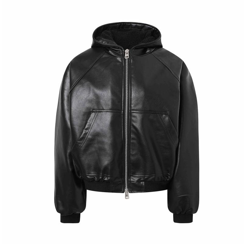 Mens Vintage Fleece Padded Bomber Jacket Hooded Winter Warm Casual Coat