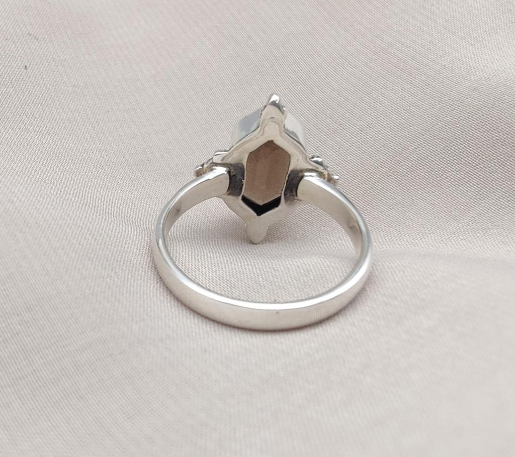 Smoky Quartz Sterling Silver Ring: Hexagon Gemstone, Boho Jewelry