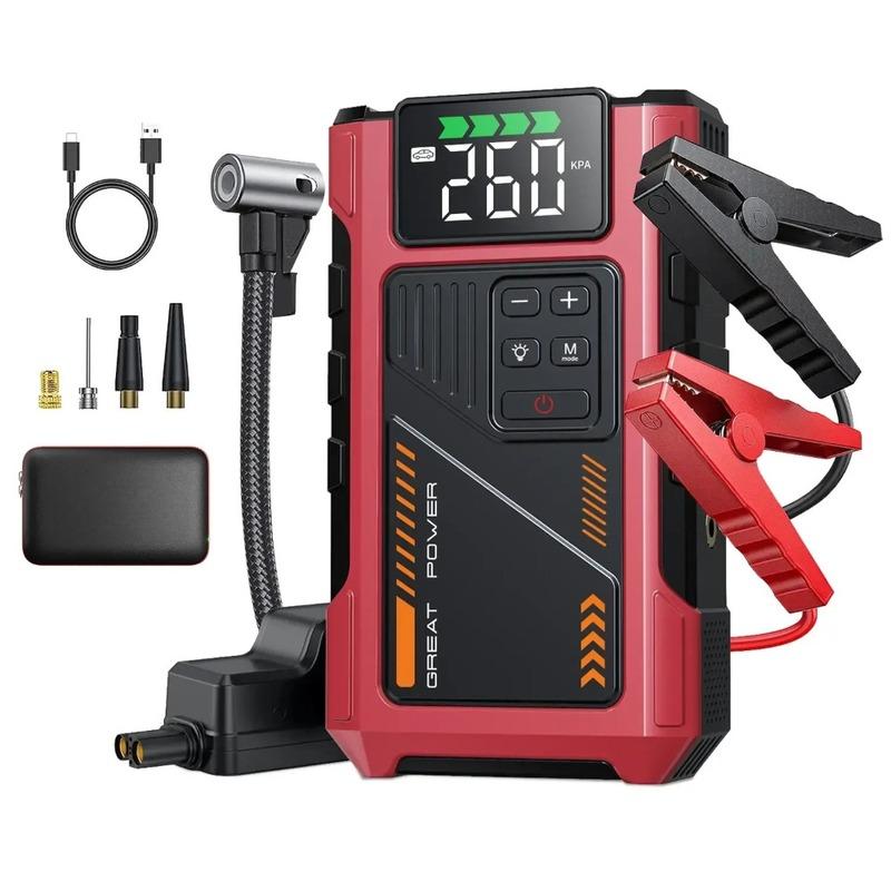 For 12000mAh Portable Jump Starter with Air Compressor, 150PSI, 12V Car Battery Jump