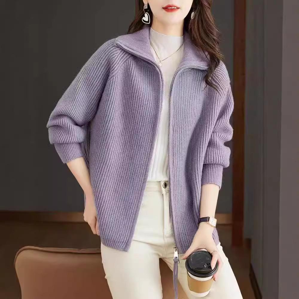 Frühling Herbst Mittelalter Mutter Reißverschluss Damen Strick Cardigan Pullover Jacke Temperament Vielseitig Freizeit Damen Oberteil