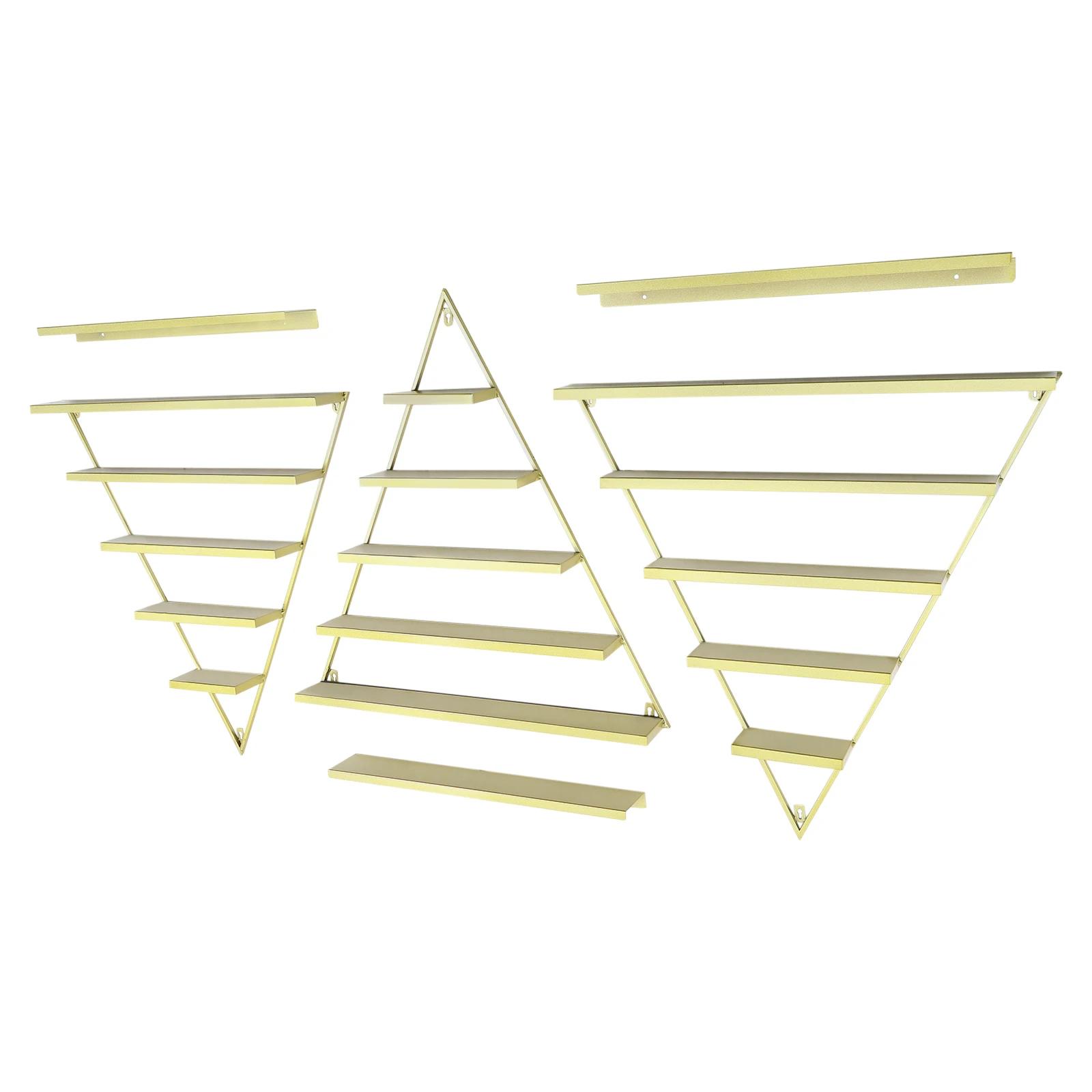 

BYMAOCAR Gold Wall Mounted Nail Polish Rack, 6Pcs Triangular Cosmetic Display Shelves for Essential Oil Bottles, for Home/ Salon золотой