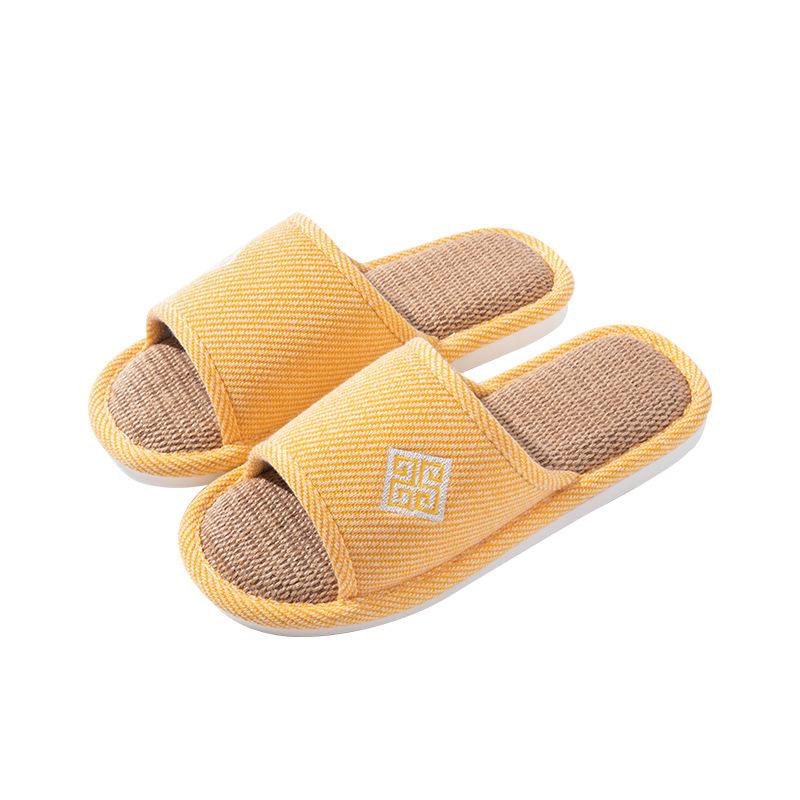 Home linen slippers women's summer indoor floor silent non-slip couple home cotton linen spring autumn sandals men's four seasons