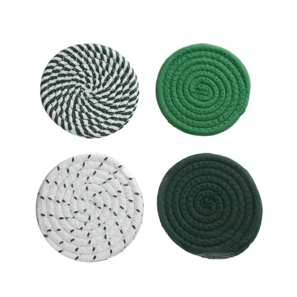 Round Woven Set of 4, 11cm Diameter for Drinks, Absorbent Placemats for Coffee Table