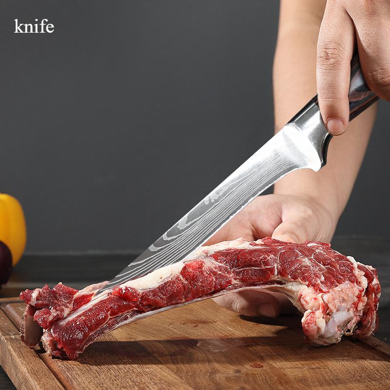 3Pcs Kitchen Knife Set Chef Knives Handmade Forged Damascus Pattern Sharp Japanese Santoku Knife Cleaver Slicing Utility Knife