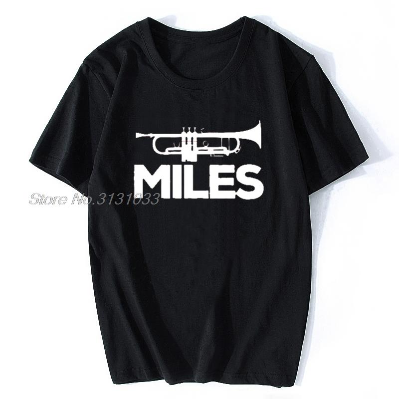 

NEW Miles Davis Trumpet Logo Printed T Shirt Men Summer Stylish Tee Shirt Round Collar Short Sleeve Cotton Tops Tees Plus Size L
