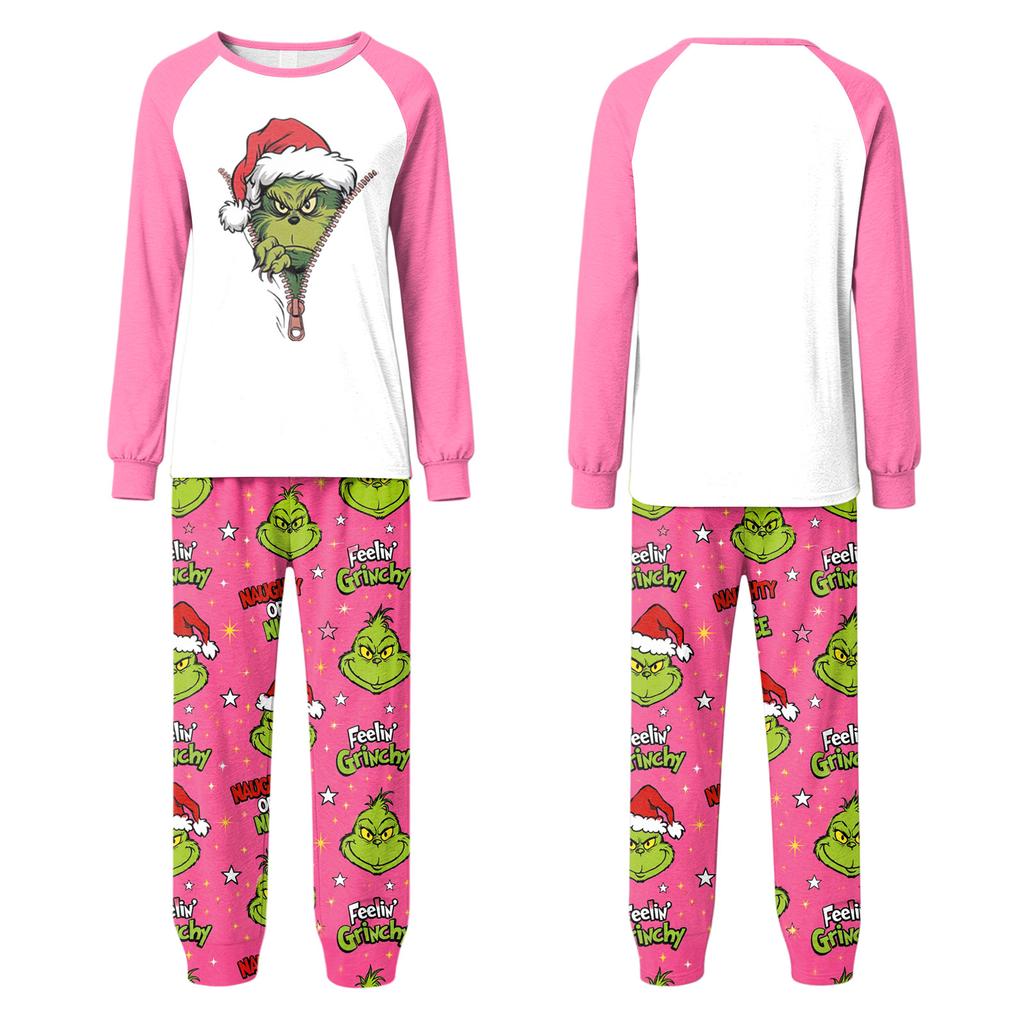 Family Matching Christmas Print Long Sleeve Loungewear Set for Parents and Kids