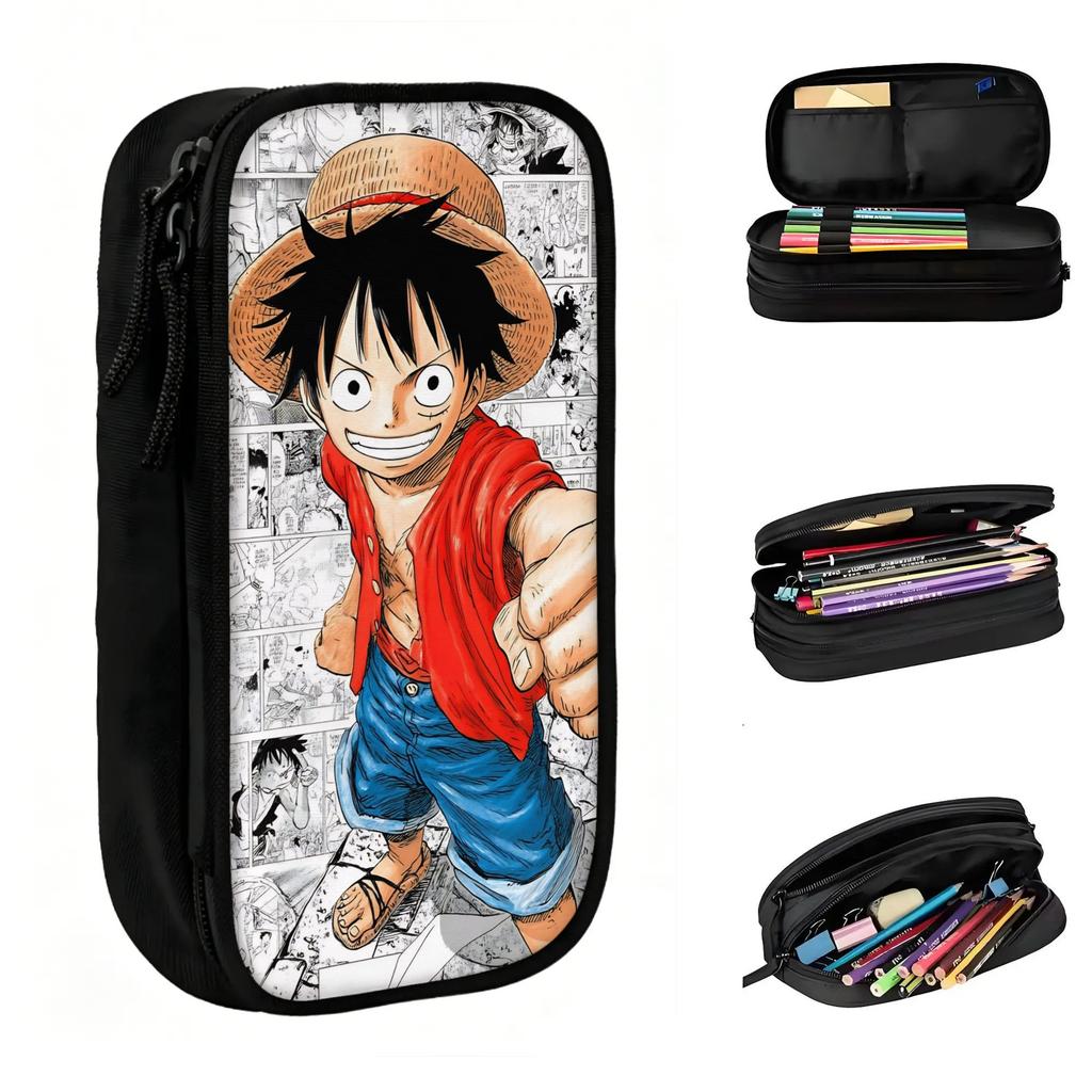 Custom Kawaii One P-Pieces Luffy Manga Pencil Case for Girls Boys Large Storage Pencil Pouch School Supplies