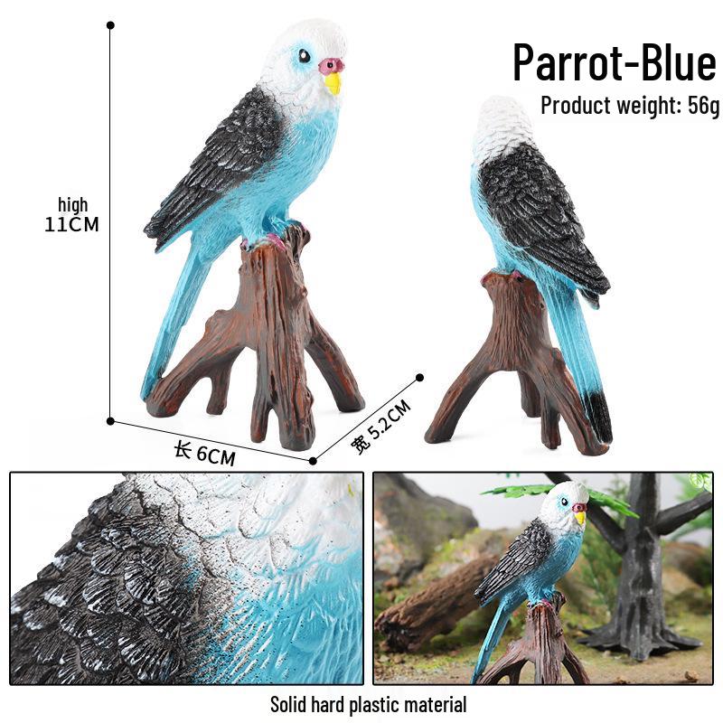 Children's Wooden Parrot Model: Cognitive Simulation Bird Ornament and Potted Plant Decor