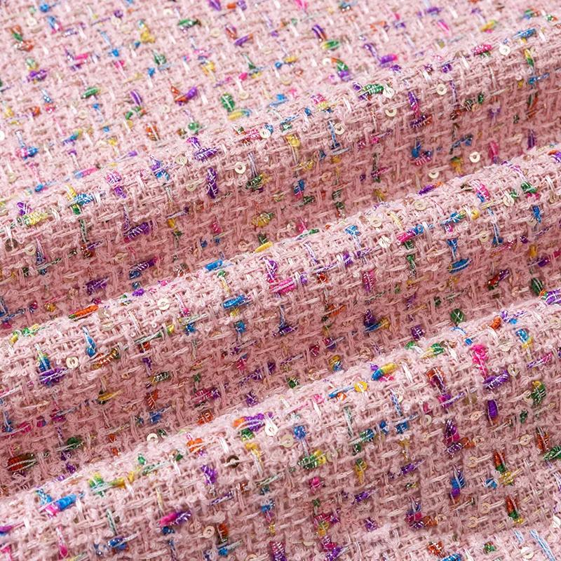 Thicken Tweed Fabric  for Vest Coat  Dress Clothing DIY Sewing Sequins Woolen Cloth Black White Red Blue By Half A Meter Winter