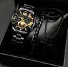 New Fashion Business Men'S Watch Calendar Watch Men'S Steel Belt Watch Business Explosion Bracelet Set
