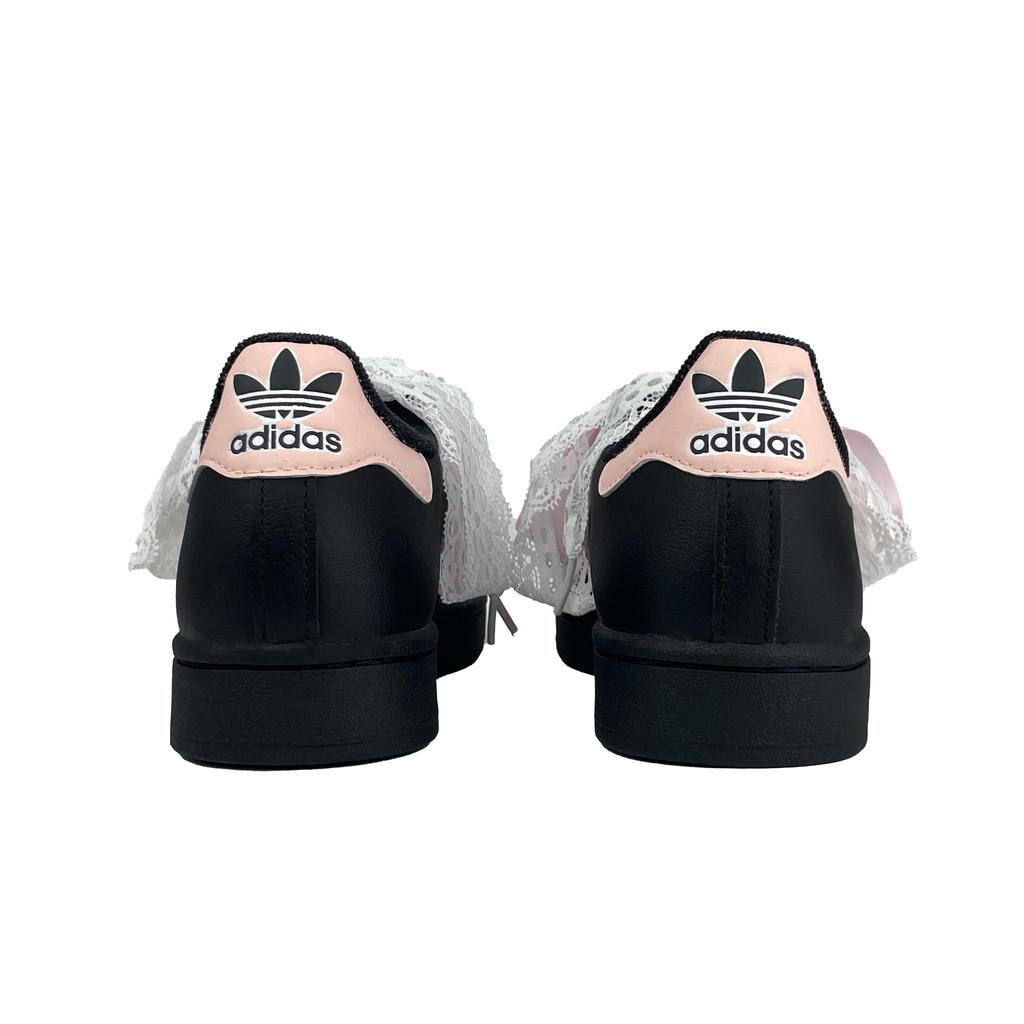 adidas Originals Superstar 2 Lace Sweetheart Abrasion Resistant Breathable Low Top Skateboard Shoes Women's Black Pink JI0079(Team1090-)