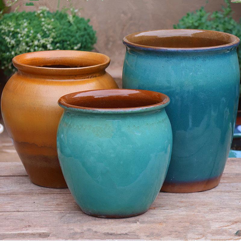 Retro Coarse Pottery Succulent Bonsai Floor Pot for Indoor Plants