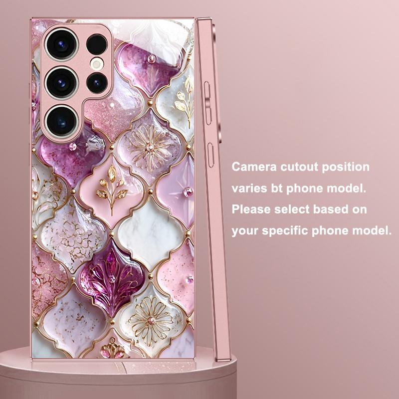 Marmor- und gemustertes Design Glas Handyhülle geeignet für Samsung Galaxy S26 S25 S24 S22 S21 S20 FE/Ultra/Plus sturzsicher