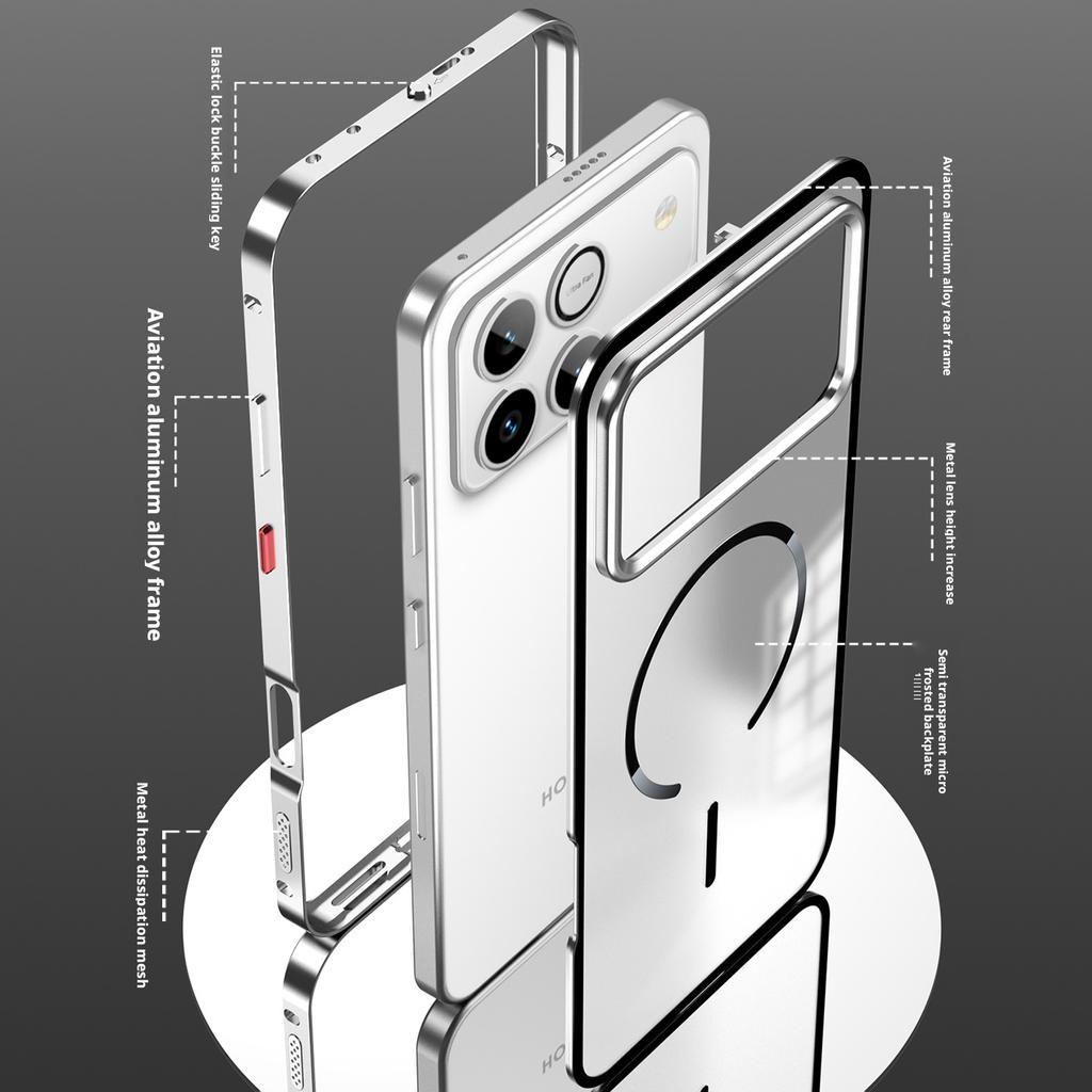 For Honor Win RT Case Thin Aluminum Alloy Metal Transparent Heat Dissipation Magnetic Back Case Cover