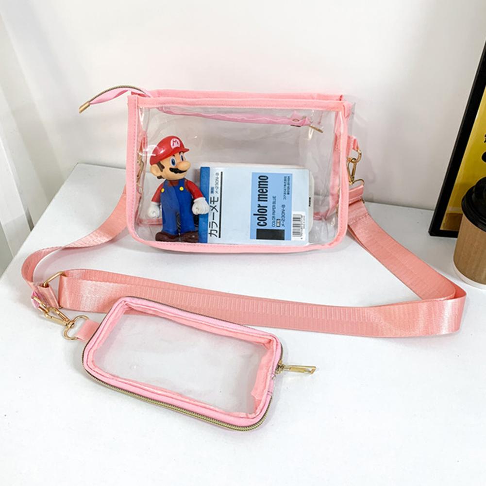 PVC Transparent Shoulder Bag 2 IN 1 Adjustable Shoulder Straps Casual Clear Crossbody Bag Fashion Couple Bag for Boys & Girls