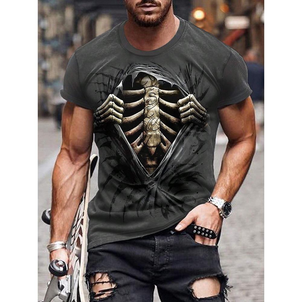 Summe Street Herren T-Shirt Totenkopf Print Herren T-Shirt Lässiges Kurzarm Oberteil Outdoor Sport Mode Herren Kinder Kinder T-Shirt Kleidung