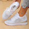 A Pair of Crystal-Embellished Women'S Sneakers | Casual Low-Top, Comfortable and Versatile for All-Season Wear, Fabric Upper and PVC Sole