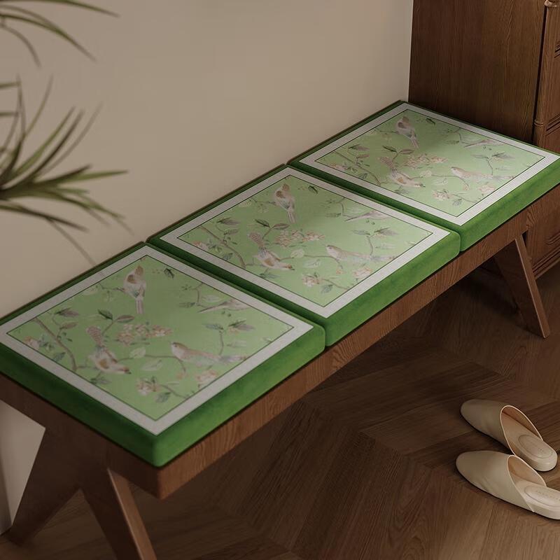 

SEE KEAN New Chinese Style Velvet Dining Chair Cushion