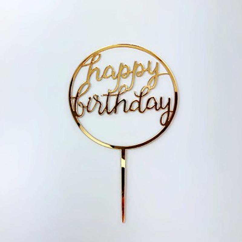1Pcs Gold Acrylic Letter Happy Birthday Cake Party Supplies Decoration
