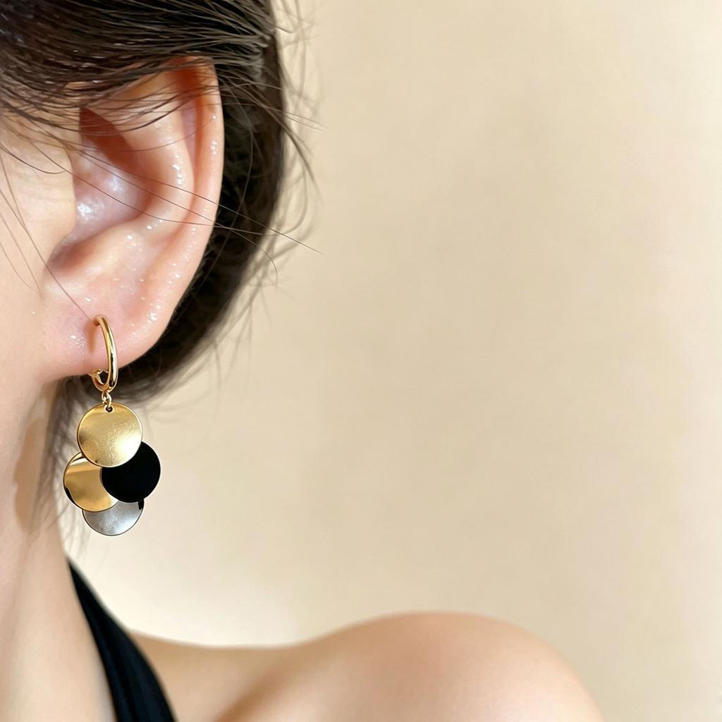 Korean Niche Geometric Sequined Earrings, High-end Sense, Simple and Cold Wind Earrings, Personalized Fashion, Light Luxury Earrings, Women