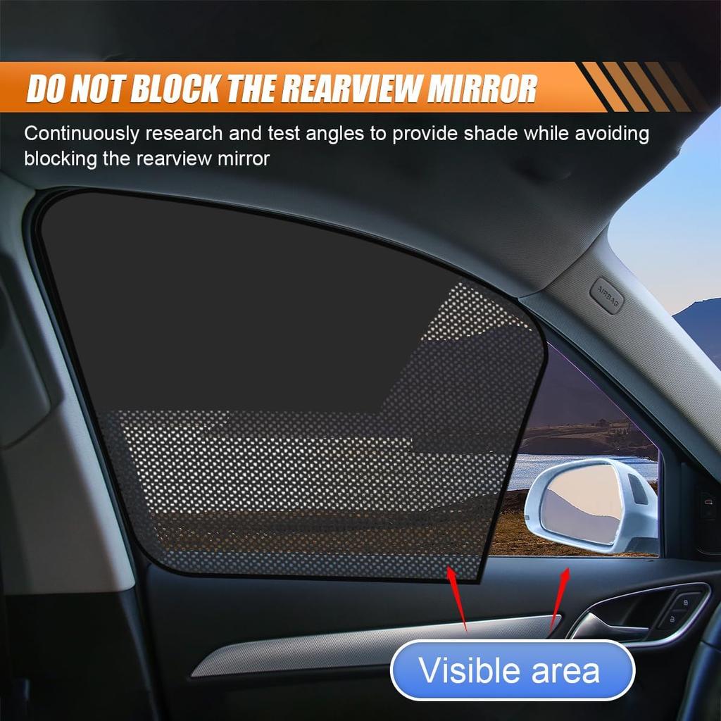 Car Front & Rear Side Window Sunshade, Magnetic Automotive Windshield Privacy Curtain with Half Shade, Mesh Sun Protection Cover Blocks Heat, Glare,