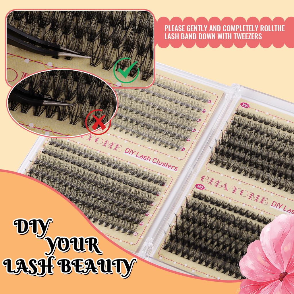 Diy False Eyelash Extension Set, Multi-Hair Single Cluster 8-16Mm Length Mixed Eyelashes