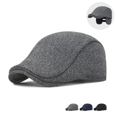Winter Outdoor Cycling Warm Ear Protection Cap Men's Wool Middle-Aged and Elderly Cold-Proof British Retro Forward Cap