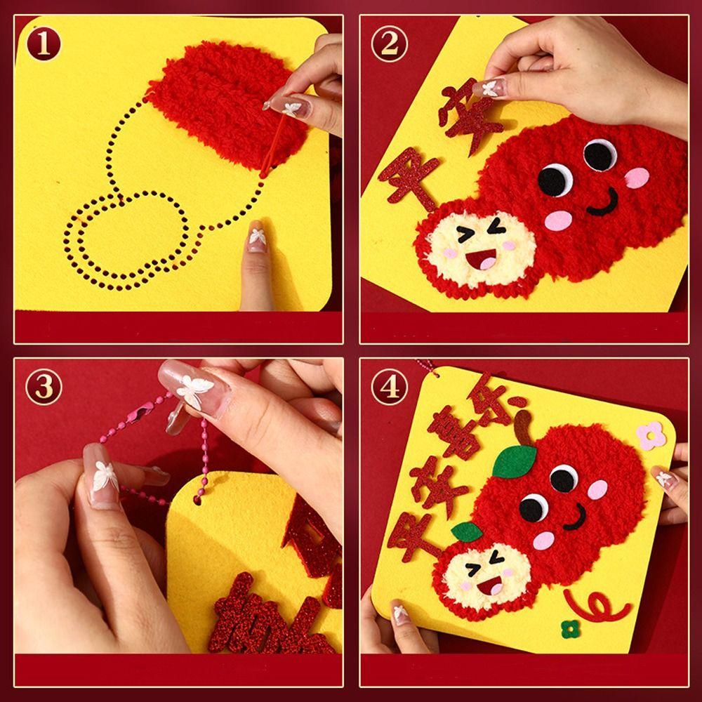 Cartoon New Year Felt Sewing Kit Chinese Style Educational Horse Year Wall Decor Hanging Handmade DIY Embroidery Kit